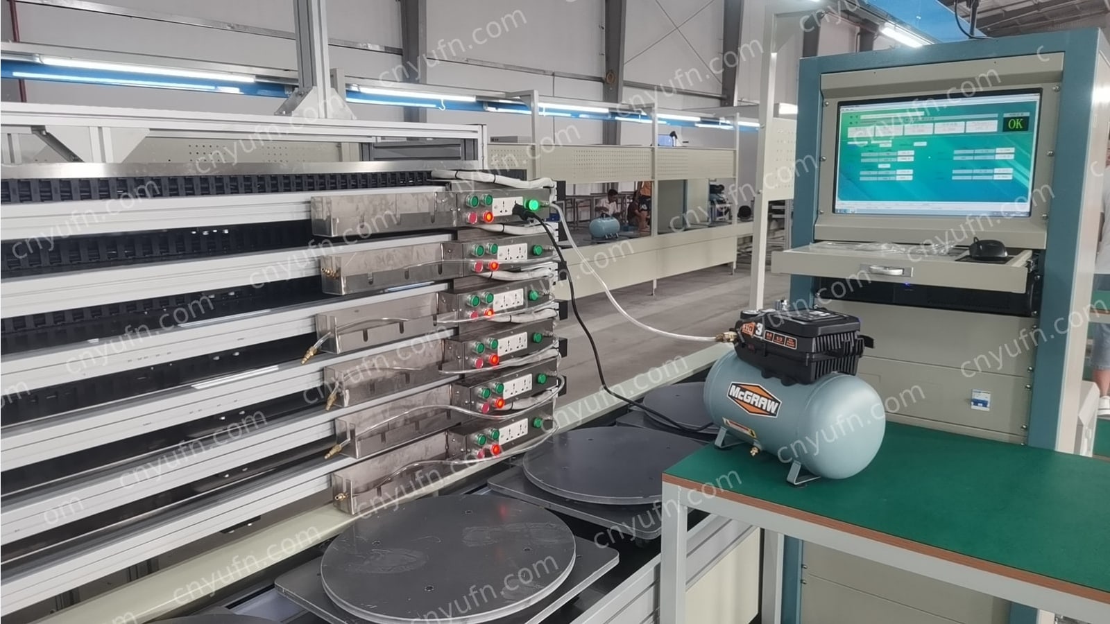 air compressor assembly testing line
